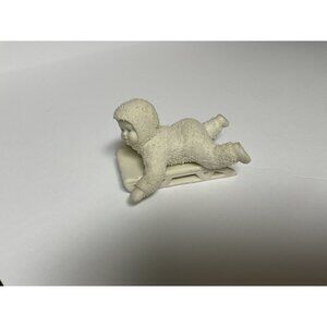 Snowbabies Dept 56 “Hold On Tight” Snowbaby on Sled Retired Figurine #79561